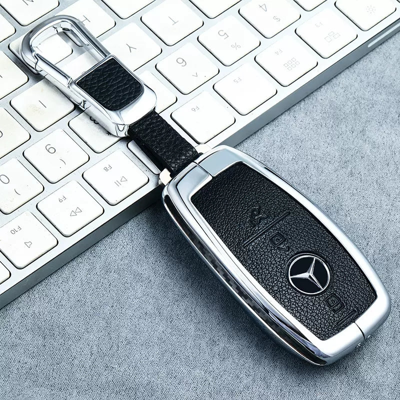Benz Alloy + Leather + Carbon Fiber/Solid wood leather Car Key Fob