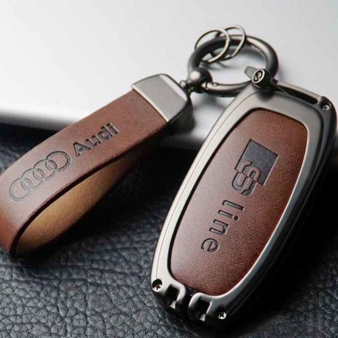 Audi Zinc Alloy + Leather Car Key Fob Case